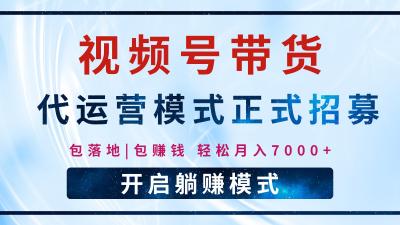 【视频号代运营】全程托管计划招募,躺赚模式,单月轻松变现7000+