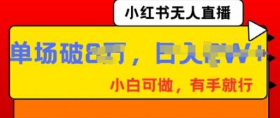 小红书无人直播，纯小白可做，有手就行，单场直播销售额破8w