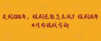 走到2025年,短剧还能怎么玩?短剧25年4月份搞钱方向