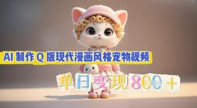 AI制作Q版现代漫画风格宠物视频,单日变现几张