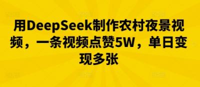 用DeepSeek制作农村夜景视频,一条视频点赞5W,单日变现多张