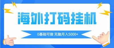 海外打码平挂机项目,全自动撸美金,无脑月入5000+