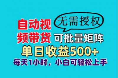 自动视频带货，可批量矩阵，单日收益500+、轻松实现睡后收益，小白可...