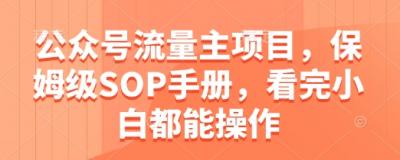公众号流量主项目，保姆级SOP手册，看完小白都能操作