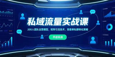 私域流量实战课,200人团队运营模型,矩阵引流技术,高客单私聊转化策略