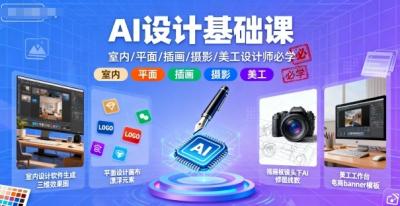 AI设计基础课,室内、平面、插画、摄影、美工设计师必学的
