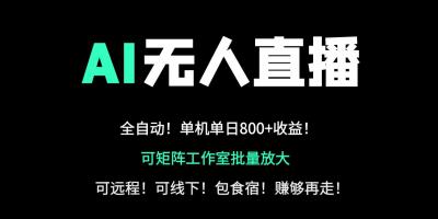 24小时自动带货！AI无人直播副业日赚800+，轻资产创业首选