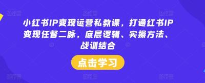 小红书IP变现运营私教课,打通红书IP变现任督二脉,底层逻辑、实操方法、战训结合