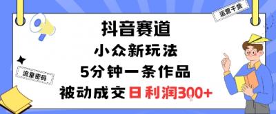 抖音赛道：小众新玩法，5分钟一条作品，被动成交，日利润3张