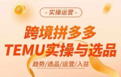 跨境拼多多TEMU实操与选品,多多temu跨境选品运营实操