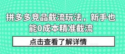 拼多多竞品截流玩法,新手也能0成本精准截流