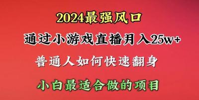 (10020期)2024年最强风口，通过小游戏直播月入25w+单日收益5000+小白最适合做的项目