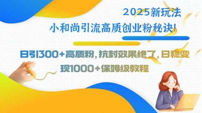 2025新玩法小和尚引流高质创业粉秘诀!日引300+高质粉,抗封效果绝了,&8230;