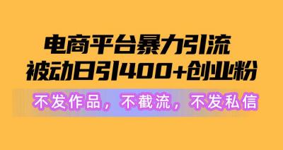 电商平台暴力引流,被动日引400+创业粉不发作品,不截流,不发私信