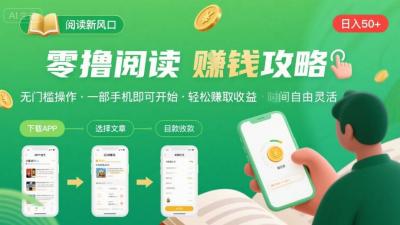 零撸阅读新风口，无门槛轻松挣，一部手机，日入 50-3张【揭秘】