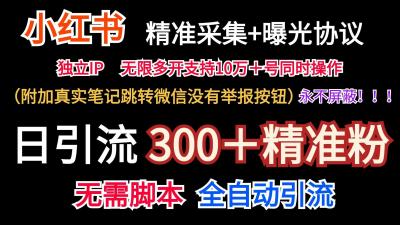 小红薯精准采集＋无限曝光＋真实笔记跳转微信，永不屏蔽(日引300＋精准粉)
