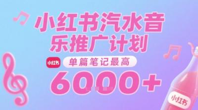 汽水音乐推广计划,无门槛,0粉丝可做,通过小红书发布笔记,单篇笔记最高收益6k+