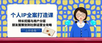个人IP全案打造课，特长挖掘与用户分层，朋友圈策划到社群运营全攻略