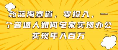 新蓝海赛道，零投入，一个普通人如何宅家办公实现年入百万