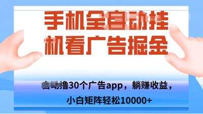 手机自.动卦机撸30个广告APP平台，单机200+，矩阵去做轻松10000+