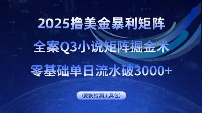2025撸美金暴利矩阵,全案小说矩阵掘金术,零基础单日流水破3000+