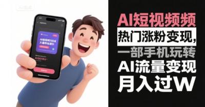 AI短视频热门涨粉变现,一部手机玩转AI流量变现,月入过W
