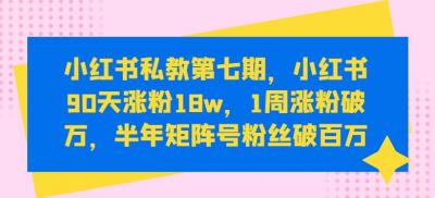 小红书私教第七期,小红书90天涨粉18w,1周涨粉破万,半年矩阵号粉丝破百万