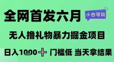 全网首发六月,无人撸礼物暴力掘金项目,日入1K+门槛低,当天拿结果,小白可玩【揭秘】