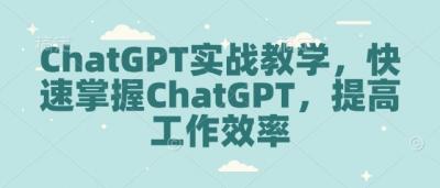 ChatGPT实战教学,快速掌握ChatGPT,提高工作效率