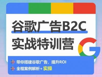 谷歌广告B2C实战特训营,500+谷歌账户总结经验,实战演示如何从0-1搭建广告账户