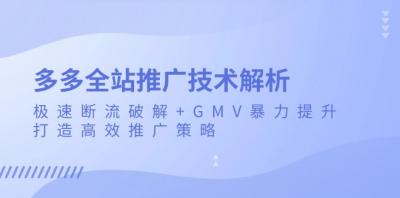 多多全站推广技术解析:极速断流破解+GMV暴力提升,打造高效推广策略