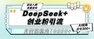 DeepSeek+创业粉精准引流，全新分享课4.0玩法，AI矩阵日引300+，多种变现方式，稳定月入1W