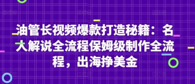 油管长视频爆款打造秘籍:名人解说全流程保姆级制作全流程,出海挣美金