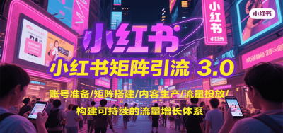 小红书矩阵引流3.0,账号准备/矩阵搭建/内容生产/流量投放/构建可持续的流量增长体系