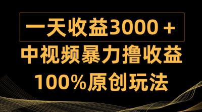 (9696期)中视频暴力撸收益，日入3000＋，100%原创玩法，小白轻松上手多种变现方式