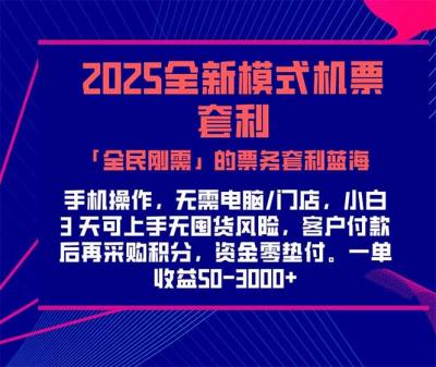 2025机票高铁火车票 「全民刚需」的票务套利蓝海!一单赚 300-1000+,...