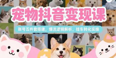 宠物抖音变现课，账号五件套搭建，爆流逻辑解析，挂车转化实操
