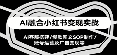 AI融合小红书变现实战课，AI客服搭建/爆款图文SOP制作/账号运营及广告变现等