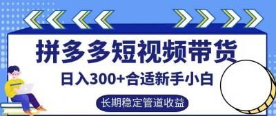 拼多多短视频带货日入300+有长期稳定被动收益,合适新手小白【揭秘】