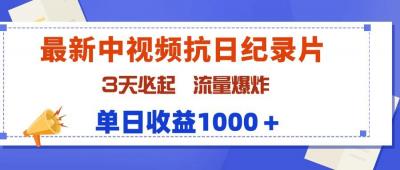 (9579期)最新中视频抗日纪录片，3天必起，流量爆炸，单日收益1000＋
