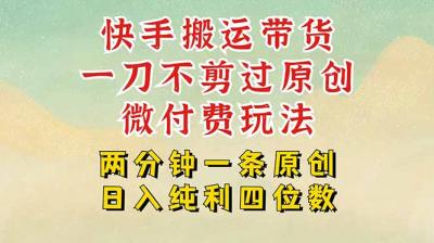 快手黑科技搬运带货，一刀不剪过原创，微付费投流玩法，轻松日入四位数...