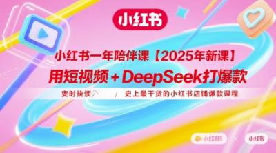 小红书一年陪伴课【2025年新课】,用短视频+deepSeek打爆款,史上最干货的小红书店铺爆款课程
