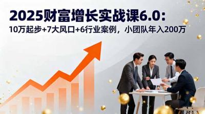 2025财富增长实战课6.0:10万起步+7大风口+6行业案例,小团队年入200万