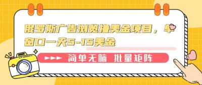 俄罗斯广告浏览撸美金项目,单窗口一天5-15美金