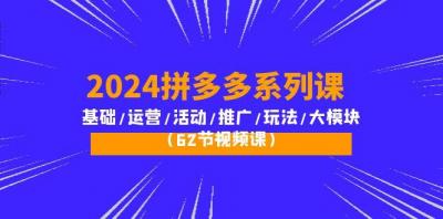 (10019期)2024拼多多系列课:基础/运营/活动/推广/玩法/大模块(62节视频课)