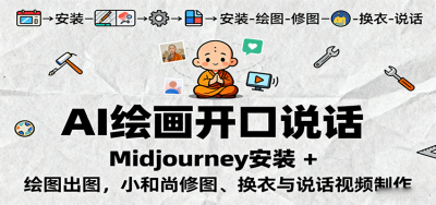 AI绘画开口说话，Midjourney安装 + 绘图出图，小和尚修图、换衣与说话视频制作