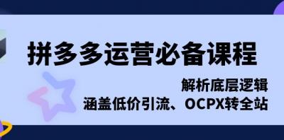 拼多多运营必备课程,解析底层逻辑,涵盖低价引流、OCPX转全站