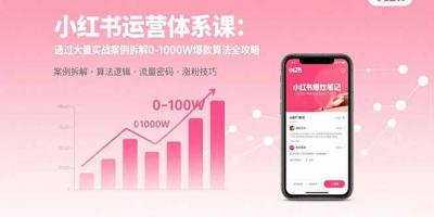 小红书运营体系课：通过大量实战案例拆解0-1000W爆款算法全攻略
