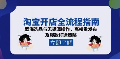 淘宝开店全流程指南，蓝海选品与无货源操作，高权重发布及爆款打造策略