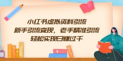 小红书虚拟资料引流，新手引流变现，老手精准引流，轻松实现日赚过千